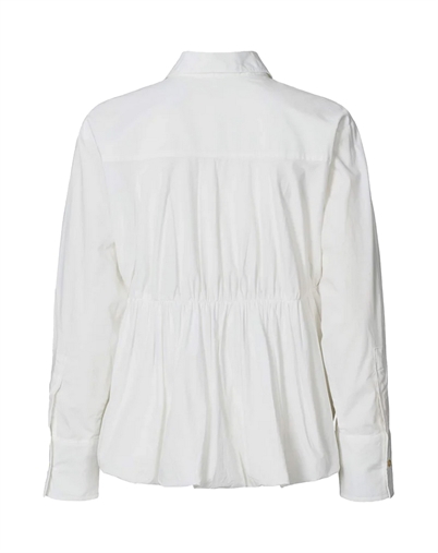  Rabens Saloner - Sophie Poplin Puffed Hem Skjorte - White